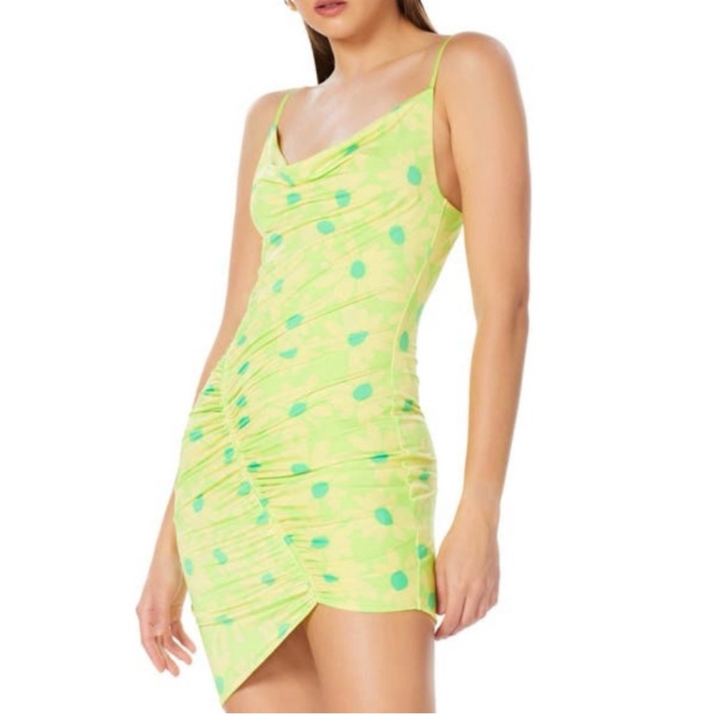 AFRM Floral Palmetto Asymmetric Mini Dress In Yellow And Green Size Medium NWOT